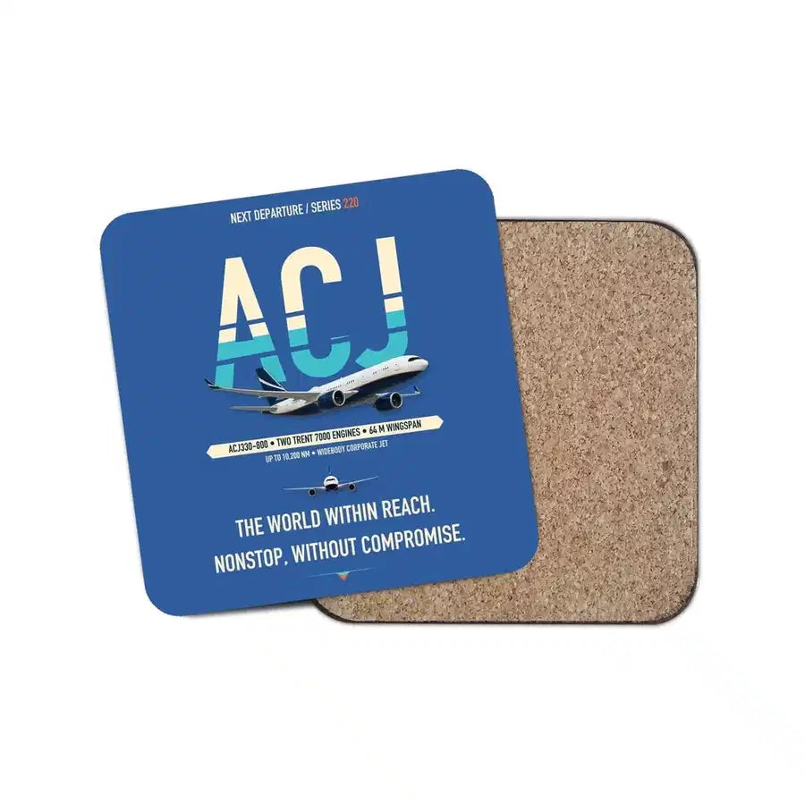 Airbus ACJ330neo / exact ACJ330-800 design on blue 1 piece coaster