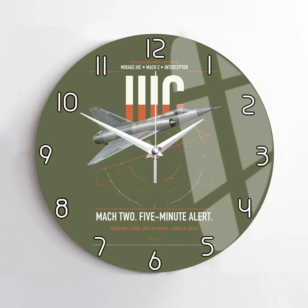 Dassault Mirage IIIC design on green army no frame wall clock