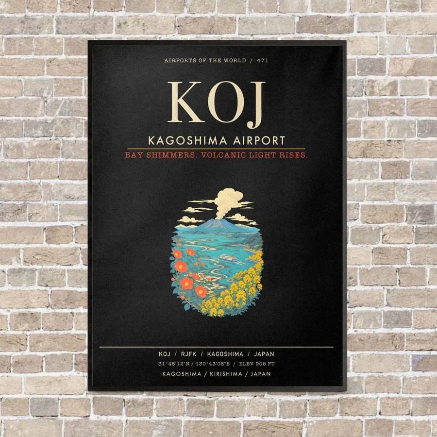 Kagoshima Airport KOJ - Canvas Framed - Black