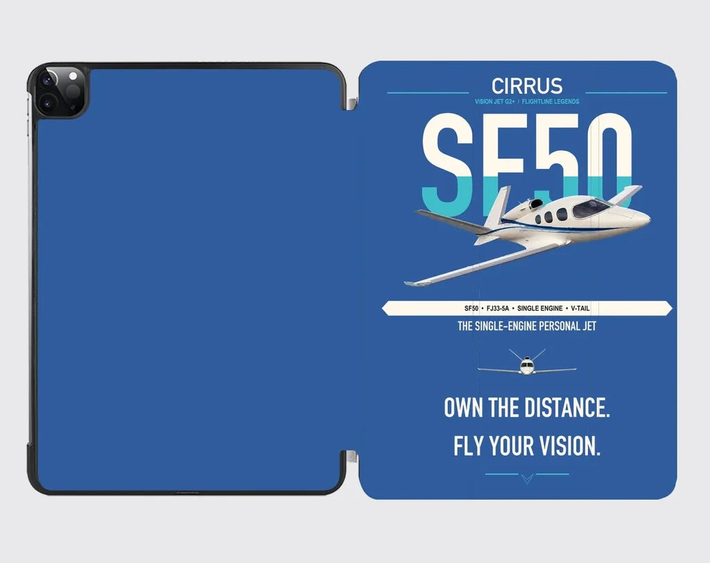 Cirrus Vision Jet G2+ design on blue ipad tablet case