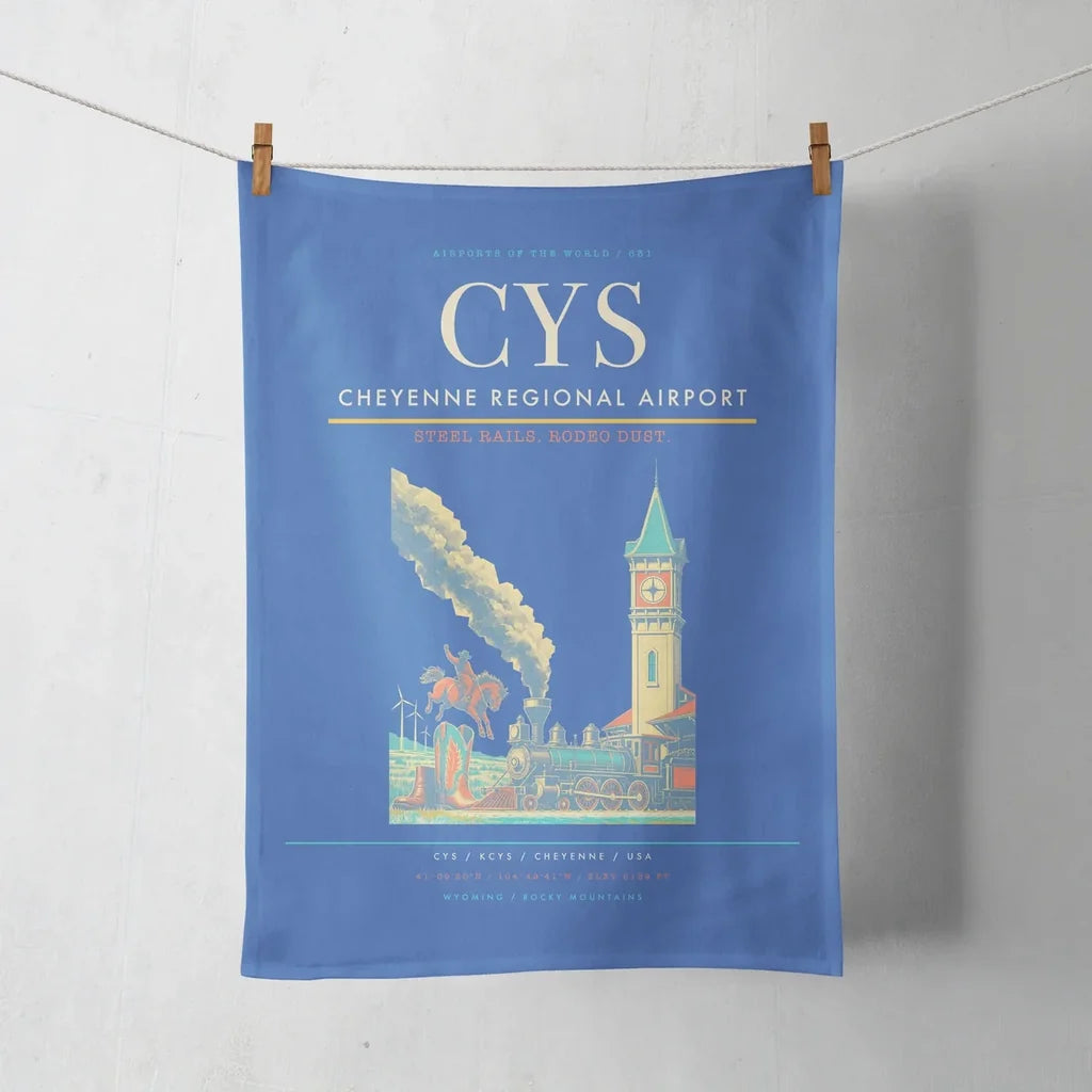 Cheyenne Regional Airport (CYS) design on blue towel