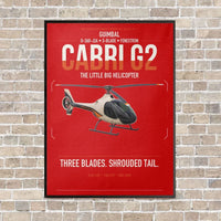 Thumbnail for Guimbal Cabri G2 vertical canvas print - framed - red background