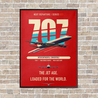 Thumbnail for Boeing 707-320C vertical canvas print - framed - red background