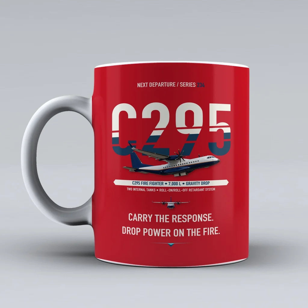 C295 Firefighter Mug design on red airbus