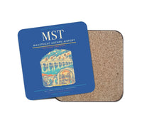 Thumbnail for Maastricht Aachen Airport (MST) design on blue 1 piece coaster