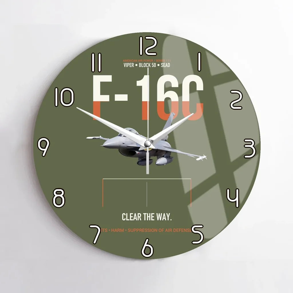F-16C Block 50 Clear The Way design on green army no frame wall clock
