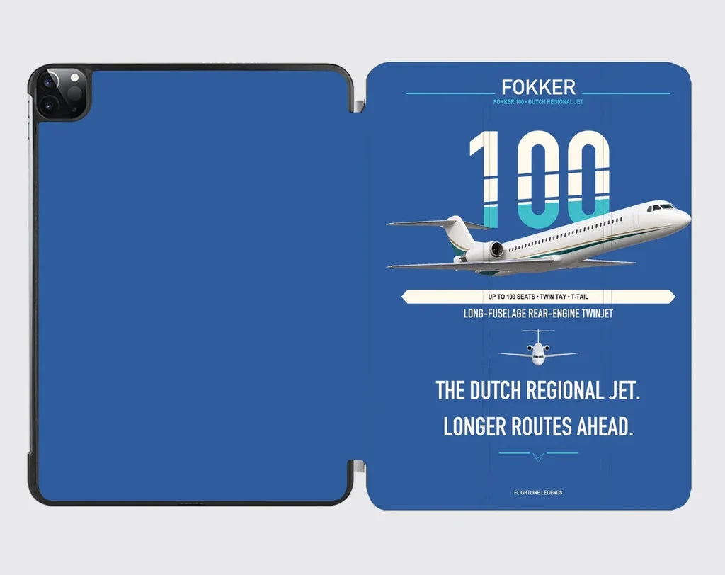 Fokker 100 design on blue ipad tablet case