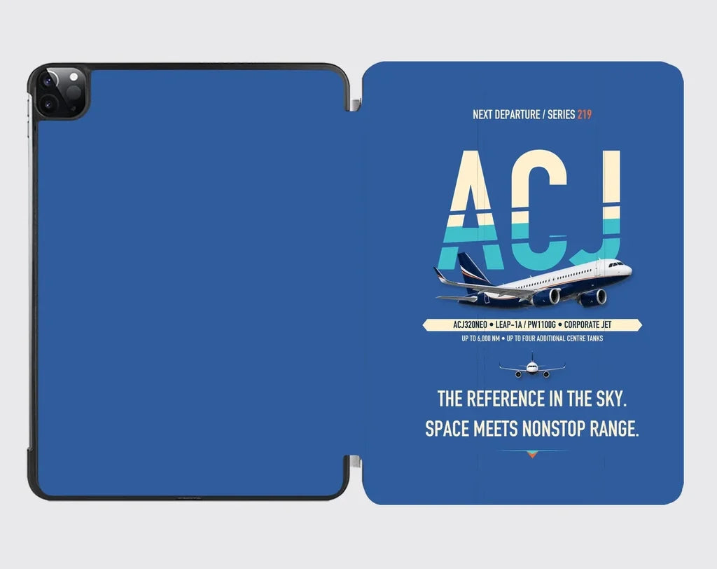 Airbus ACJ320neo design on blue ipad tablet case