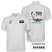Thumbnail for C-390 Millennium design on white+name double-side polo t-shirt, double-side print