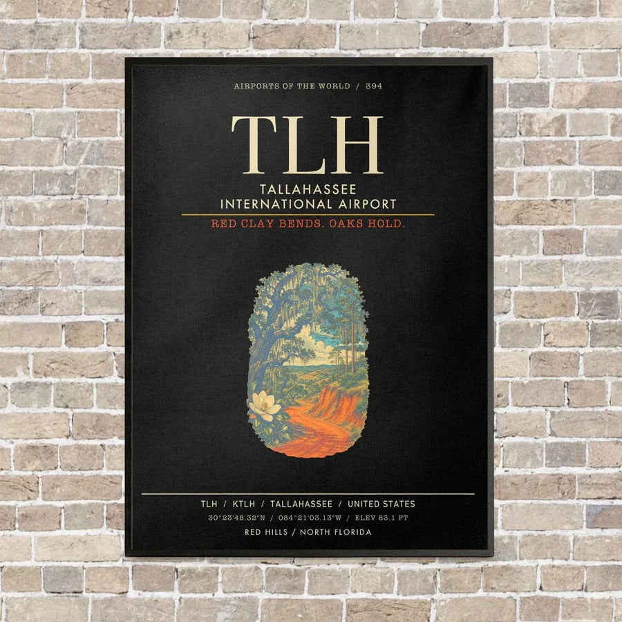 Tallahassee International Airport TLH - Canvas Framed - Black