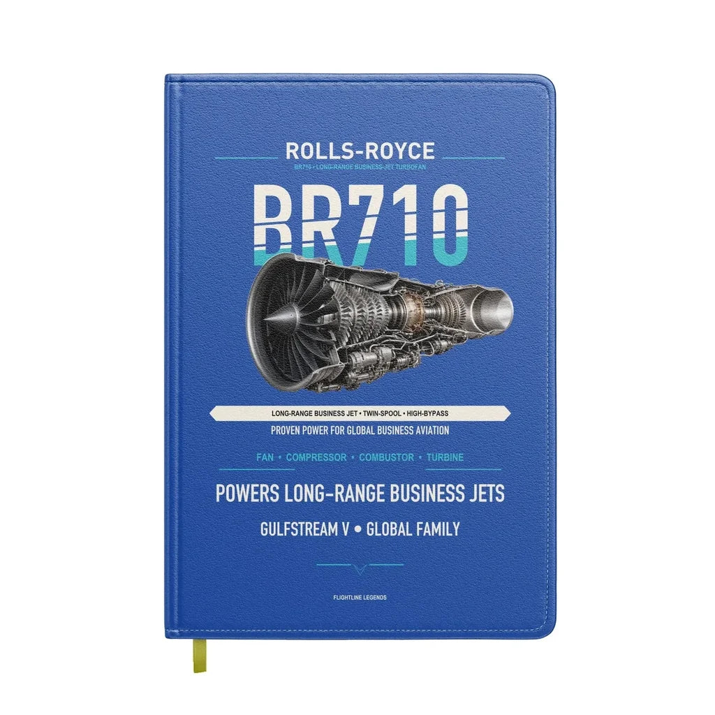 BR710 design on blue notebook