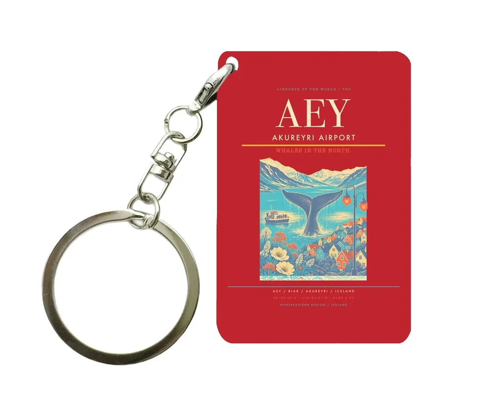 Akureyri Airport (AEY) design on red key chain