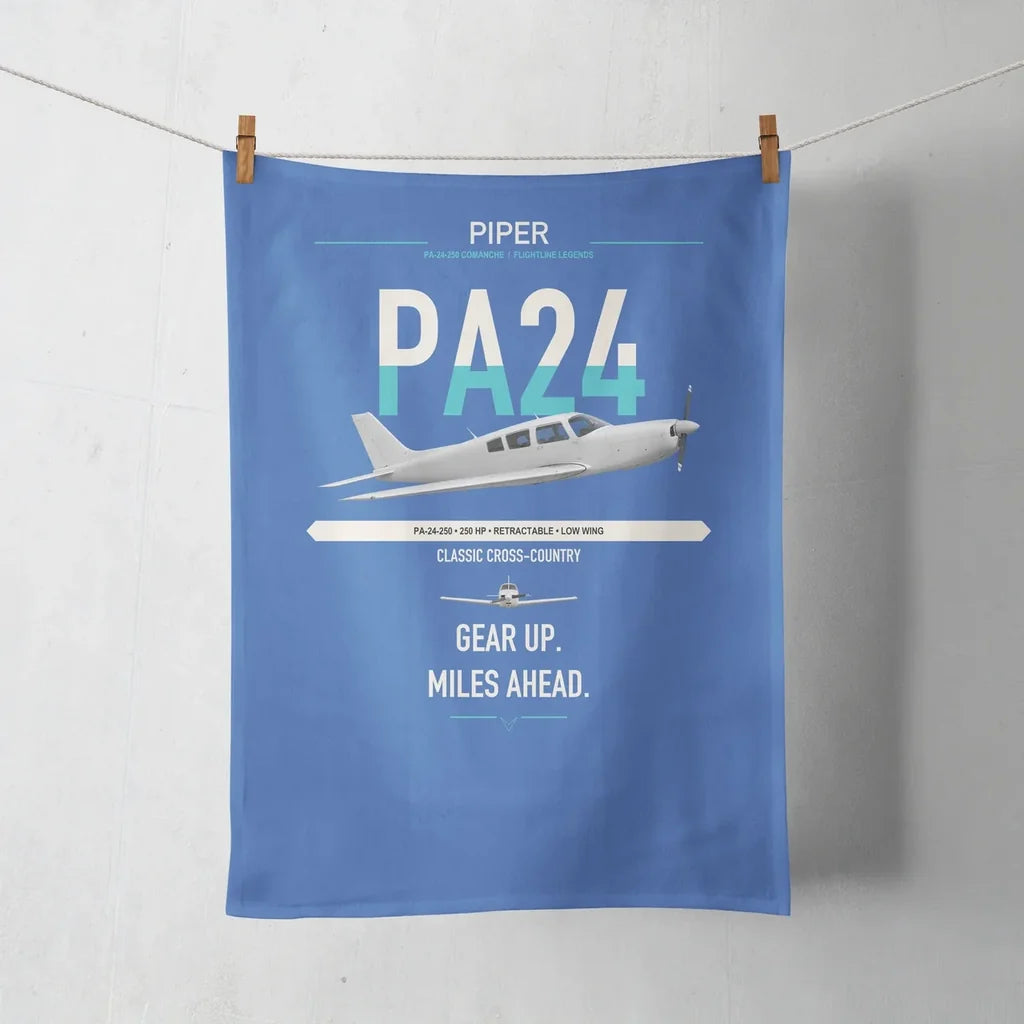 Piper PA-24-250 Comanche 250 design on blue towel