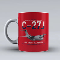 Thumbnail for C-27J Spartan design on red ceramic mug, double-side print