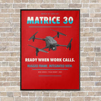 Thumbnail for DJI Matrice 30 vertical canvas print - framed - red background