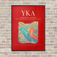 Thumbnail for Kamloops Airport YKA vertical canvas print - framed - red background