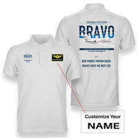 Thumbnail for Cessna Citation Bravo design on white+name double-side polo t-shirt, double-side print