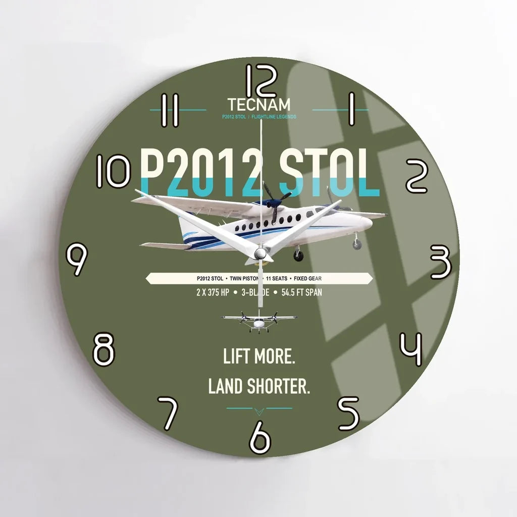 Tecnam P2012 STOL design on green army no frame wall clock