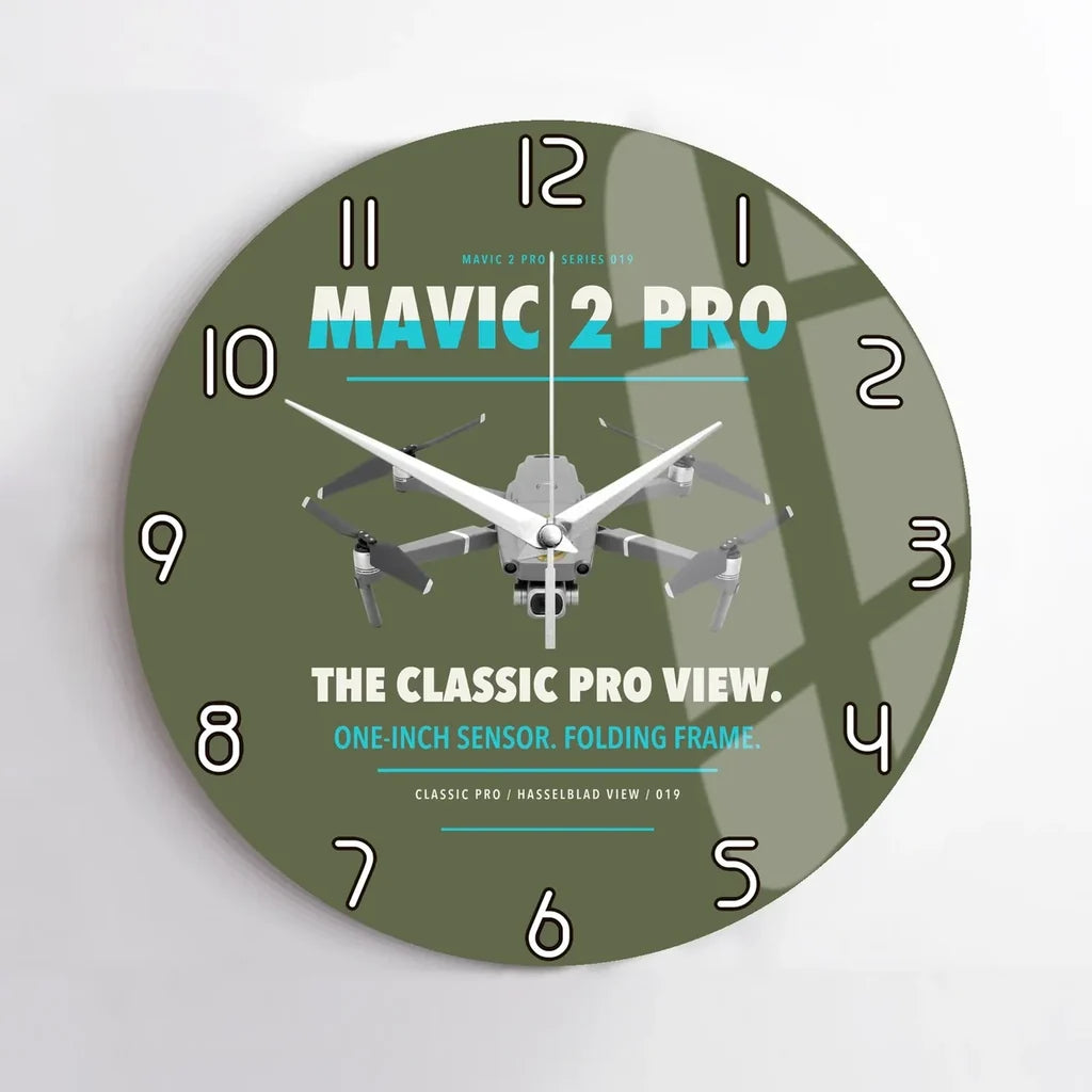 DJI Mavic 2 Pro design on green army no frame wall clock