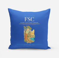 Thumbnail for Figari Sud-Corse Airport (FSC) design on blue pillow