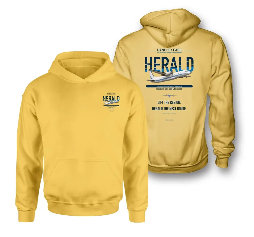 Handley Page HPR.7 Dart Herald design on yellow hoodie