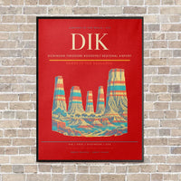 Thumbnail for Dickinson Theodore Roosevelt Regional Airport DIK vertical canvas print - framed - red background