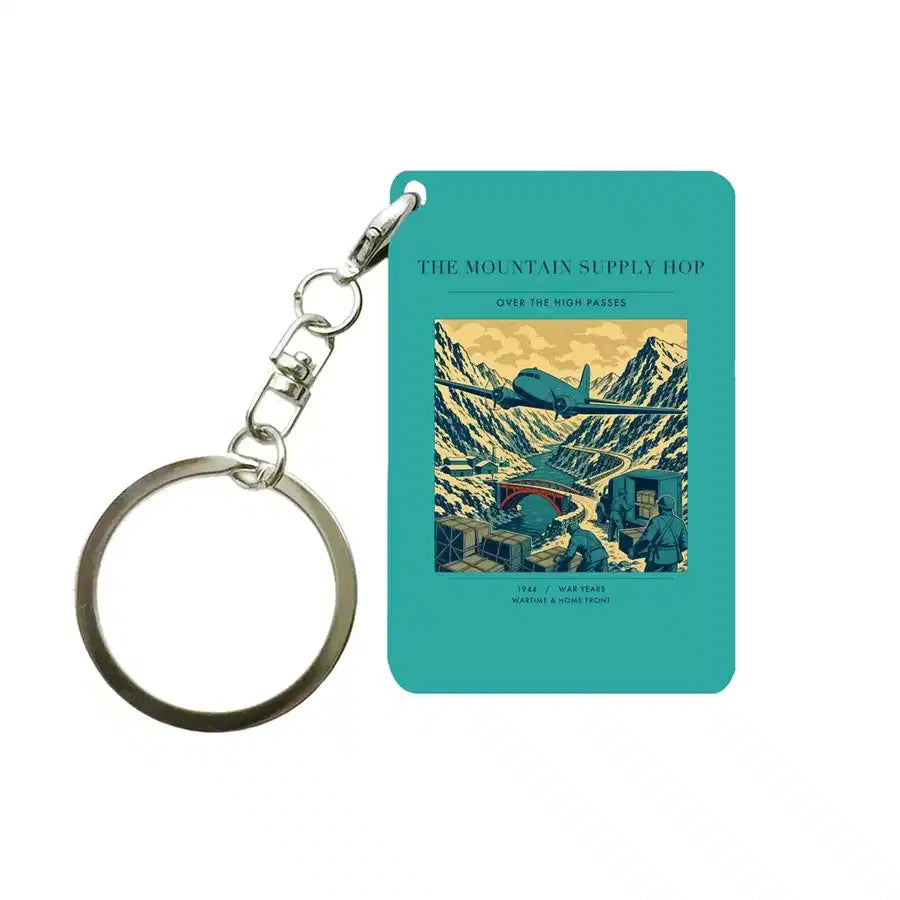 VINTAGE G4518 - The Mountain Supply Hop - Designed Key Chain design on turquoise