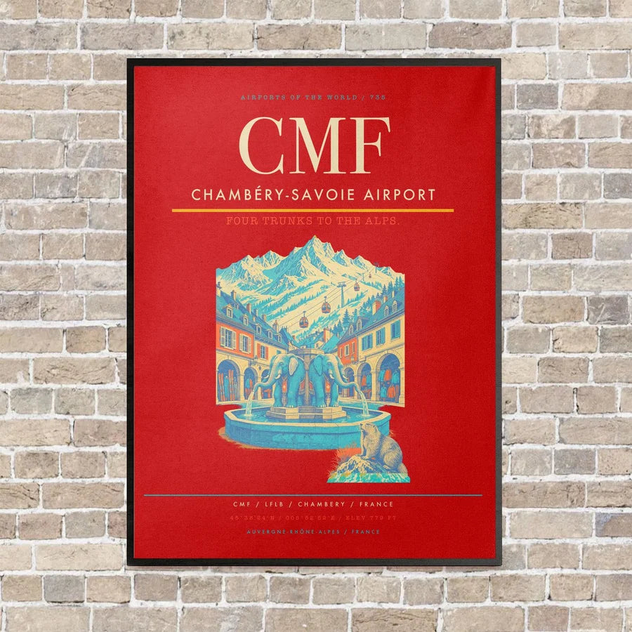 Chambéry-Savoie Airport CMF vertical canvas print - framed - red background