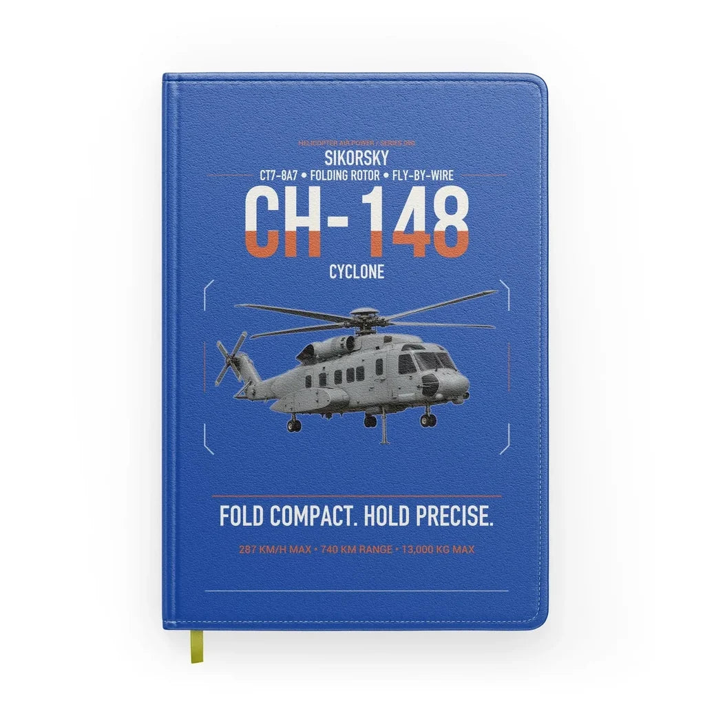 Sikorsky CH-148 Cyclone design on blue notebook