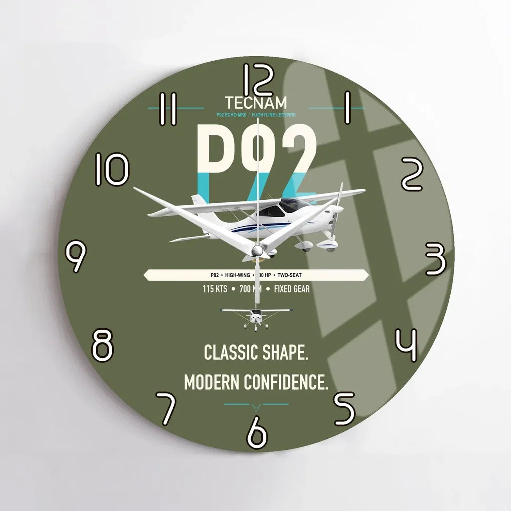 Tecnam P92 Echo MkII design on green army no frame wall clock