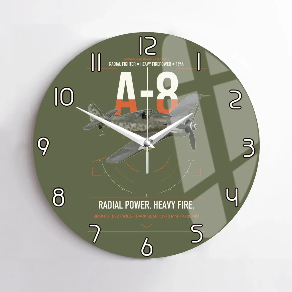 Focke-Wulf Fw 190A-8 design on green army no frame wall clock