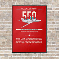 Thumbnail for Cessna Citation 550 - Citation II vertical canvas print - framed - red background