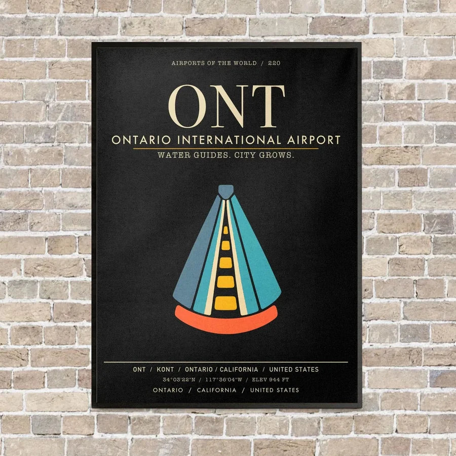 Ontario International Airport ONT - Canvas Framed - Black
