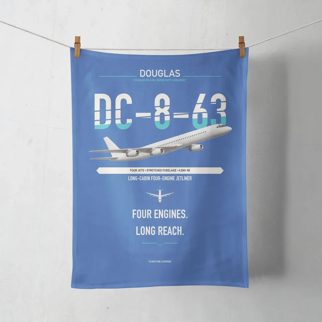 Douglas DC-8-63 design on blue towel