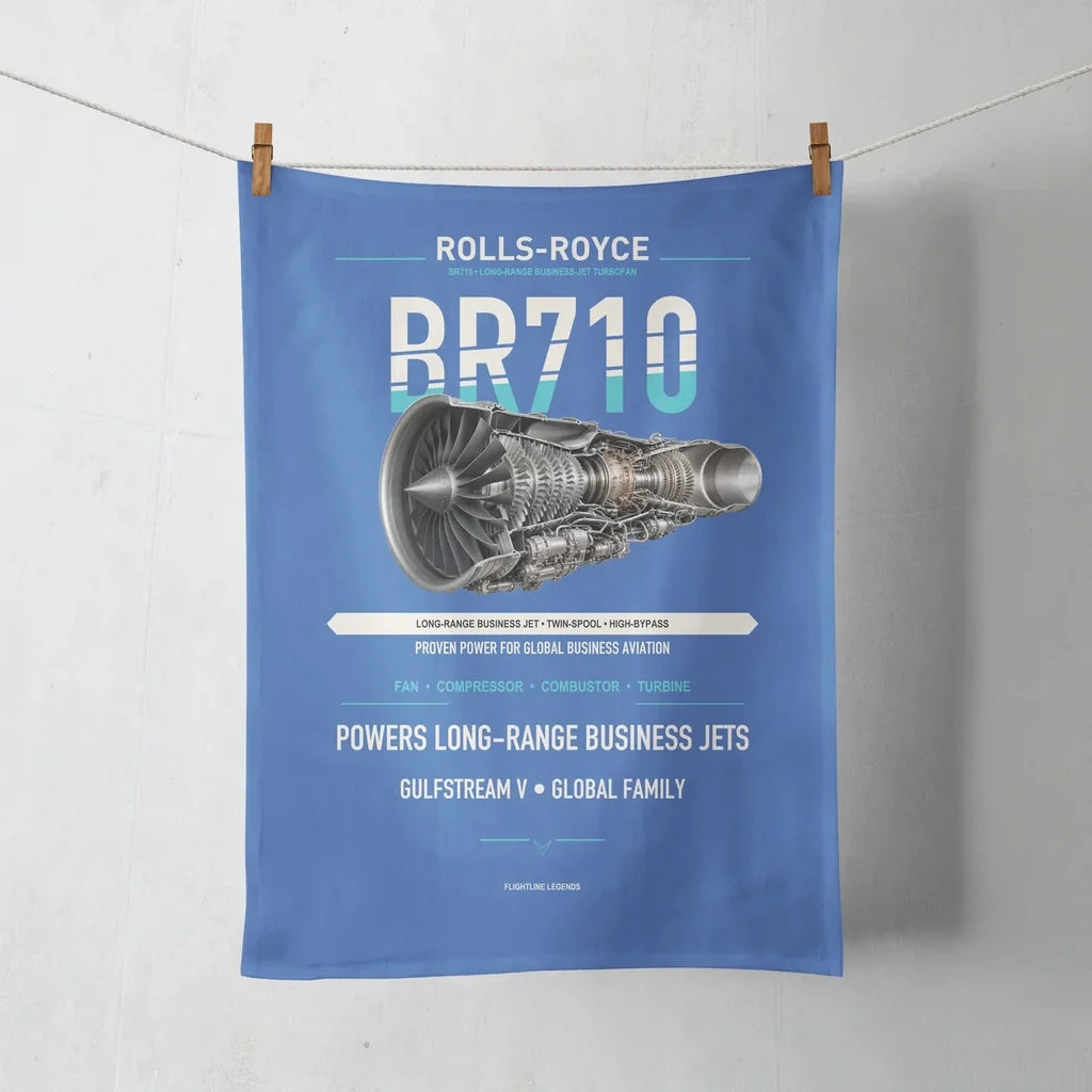BR710 design on blue towel