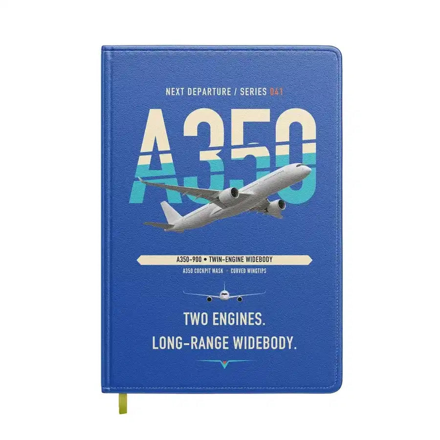 Airbus A350-900 design on blue notebook