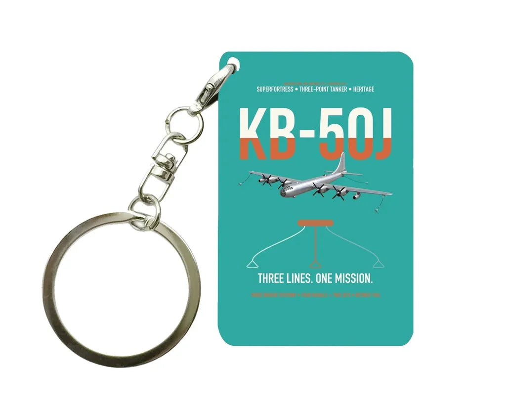 KB-50J Superfortress design on turquoise designed key chain, double-side print