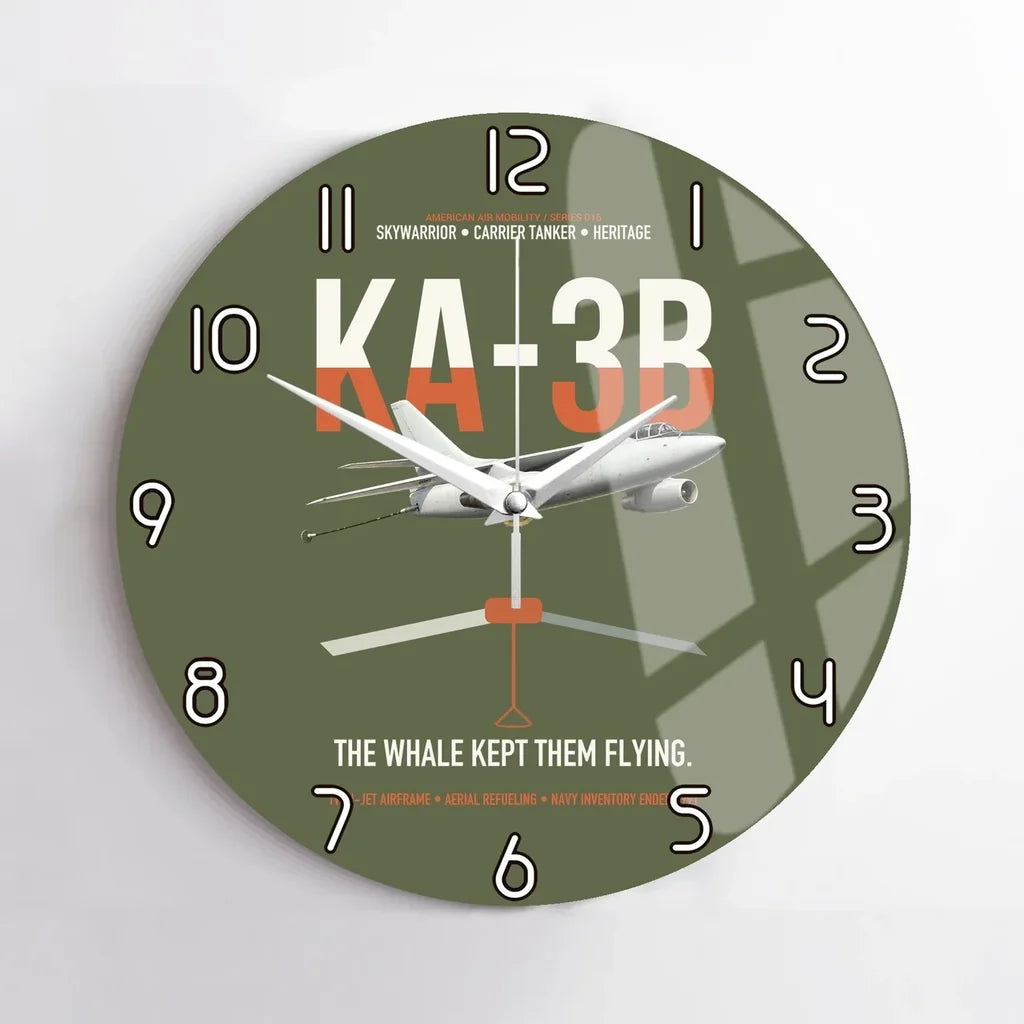KA-3B Skywarrior design on green army no frame wall clock