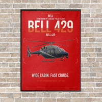 Thumbnail for Bell 429 vertical canvas print - framed - red background