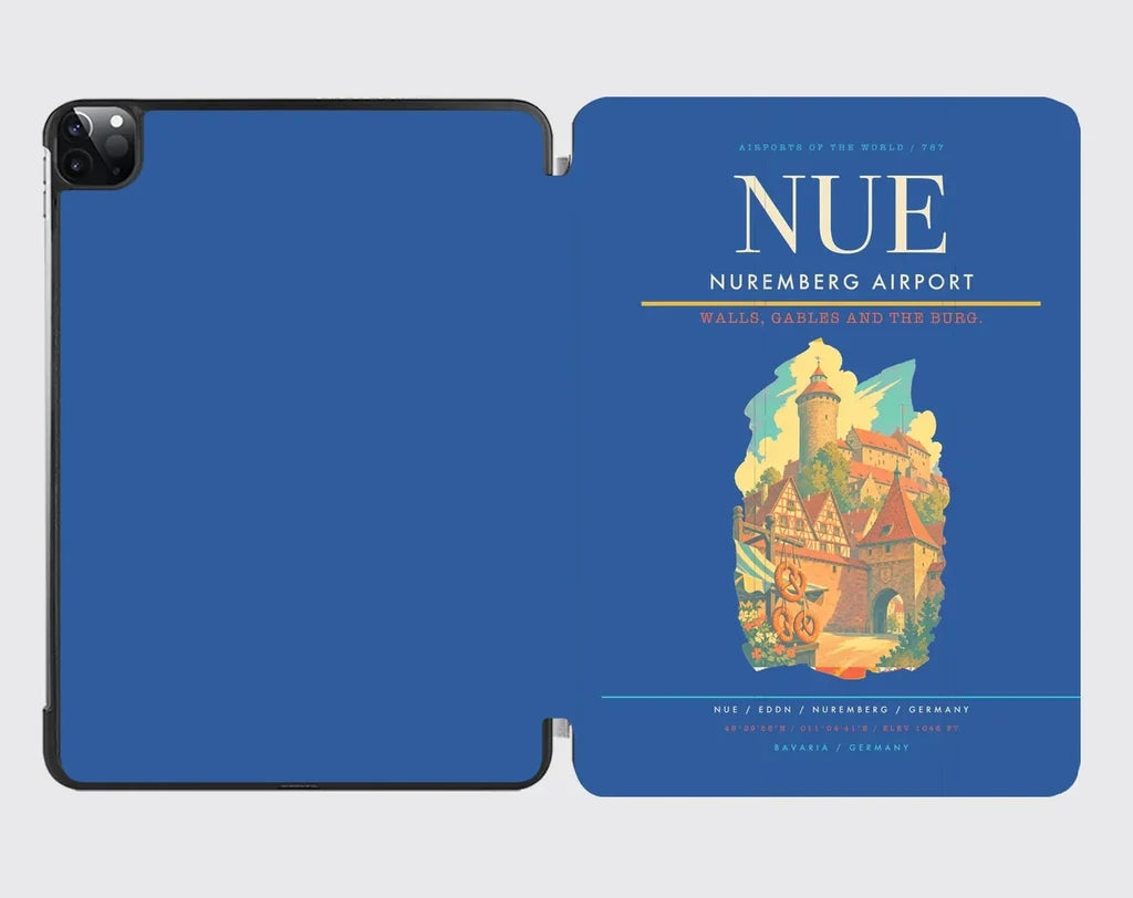 Nuremberg Airport (NUE) design on blue ipad tablet case