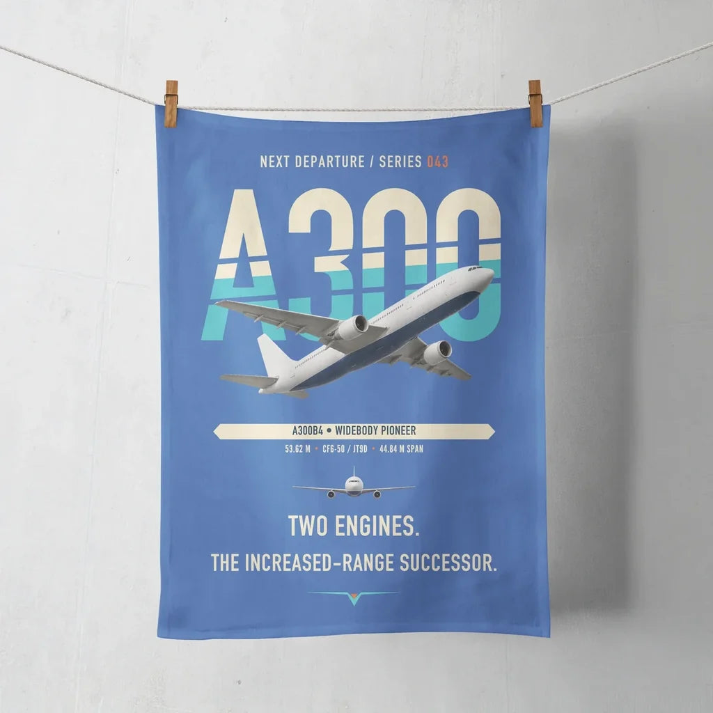 Airbus A300B4 design on blue towel