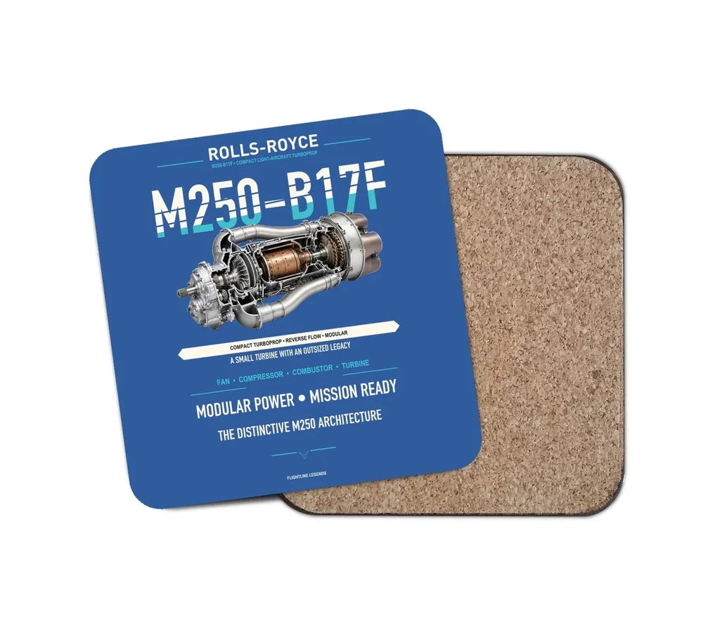 M250-B17F design on blue 1 piece coaster
