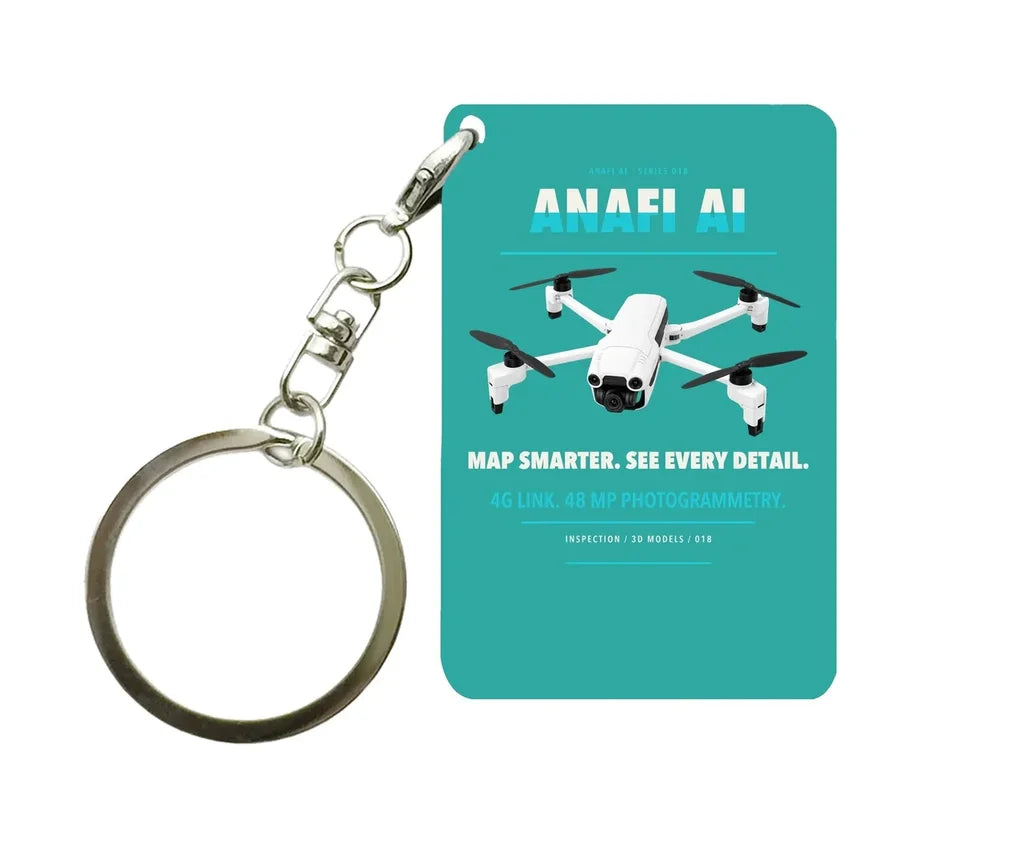 Parrot ANAFI Ai Key Chain design on turquoise key chain