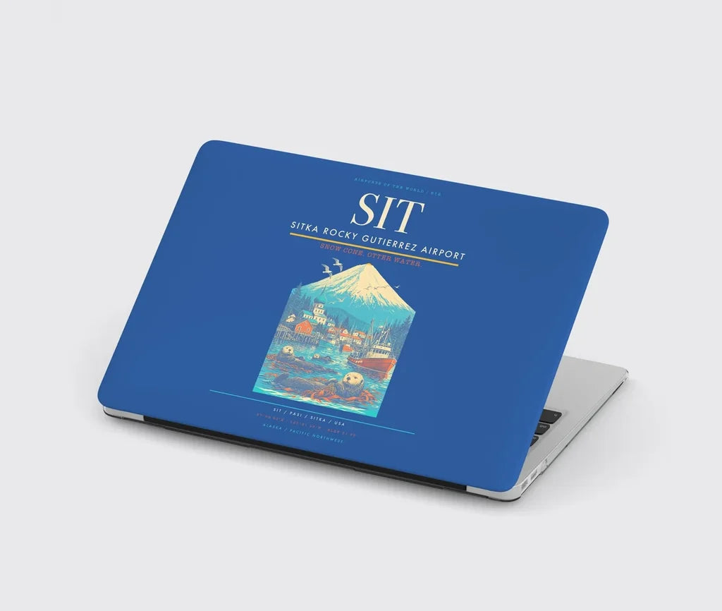 Sitka Rocky Gutierrez Airport (SIT) design on blue MacBook case