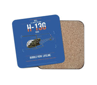 Thumbnail for Bell H-13G Sioux design on blue 1 piece coaster