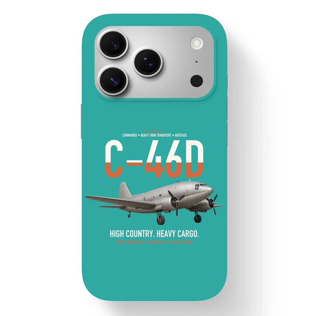 C-46D Commando design on turquoise magsafe iphone case, for iPhone 17 Pro
