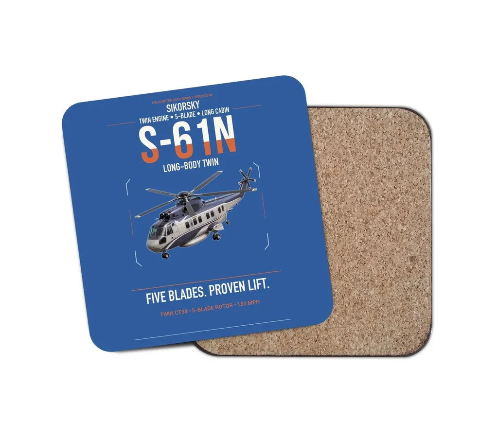 Sikorsky S-61N design on blue 1 piece coaster