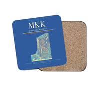 Thumbnail for Molokai Airport (MKK) design on blue 1 piece coaster