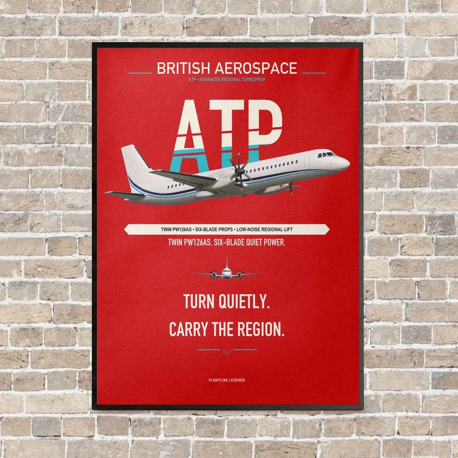 British Aerospace ATP vertical canvas print - framed - red background