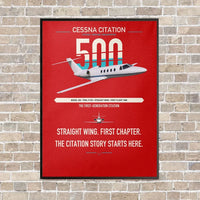 Thumbnail for Cessna Citation 500 - Citation I vertical canvas print - framed - red background